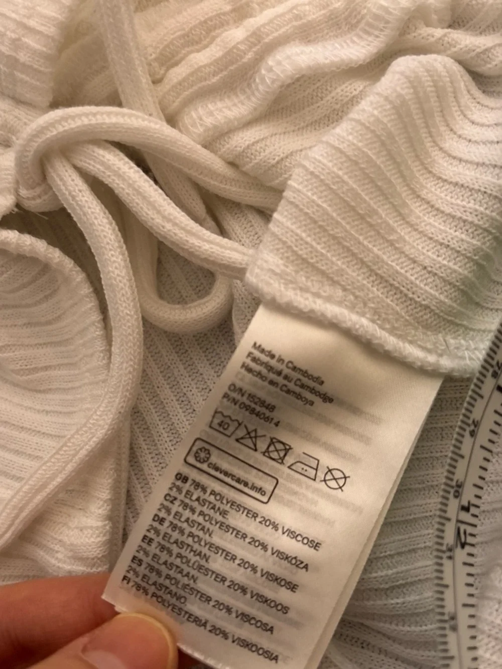 H&M White Ribbed Drawstring Top, Medium - Picture 6 of 6